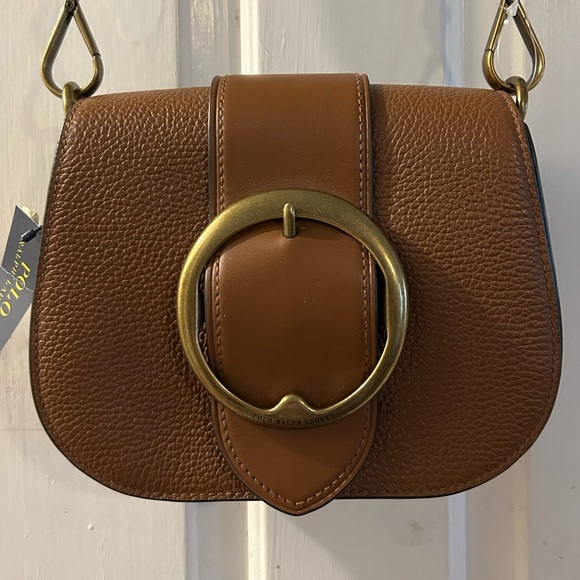 Ralph Lauren Handbags - Ralph Lauren Cognac Leather Crossbody with Antique Gold Buckle